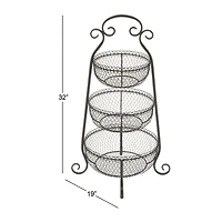 33" Black Iron Farmhouse 3 Tier Tray Stand