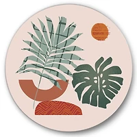 Designart - Moon & Sun Shapes In Retro Green & Terracotta Tone