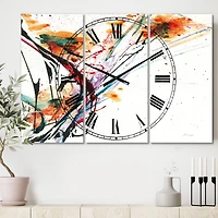 Designart 'Abstract Handpainted Orange Flowers Traditional Multipanel Wall Clock