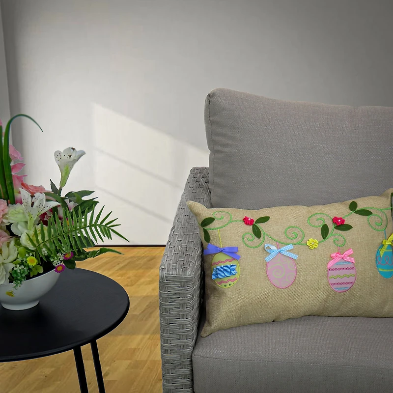 18'' x 10'' Decorated Eggs Easter Pillow