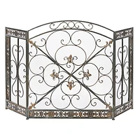 Ornate Black Metal Traditional Fireplace Screen