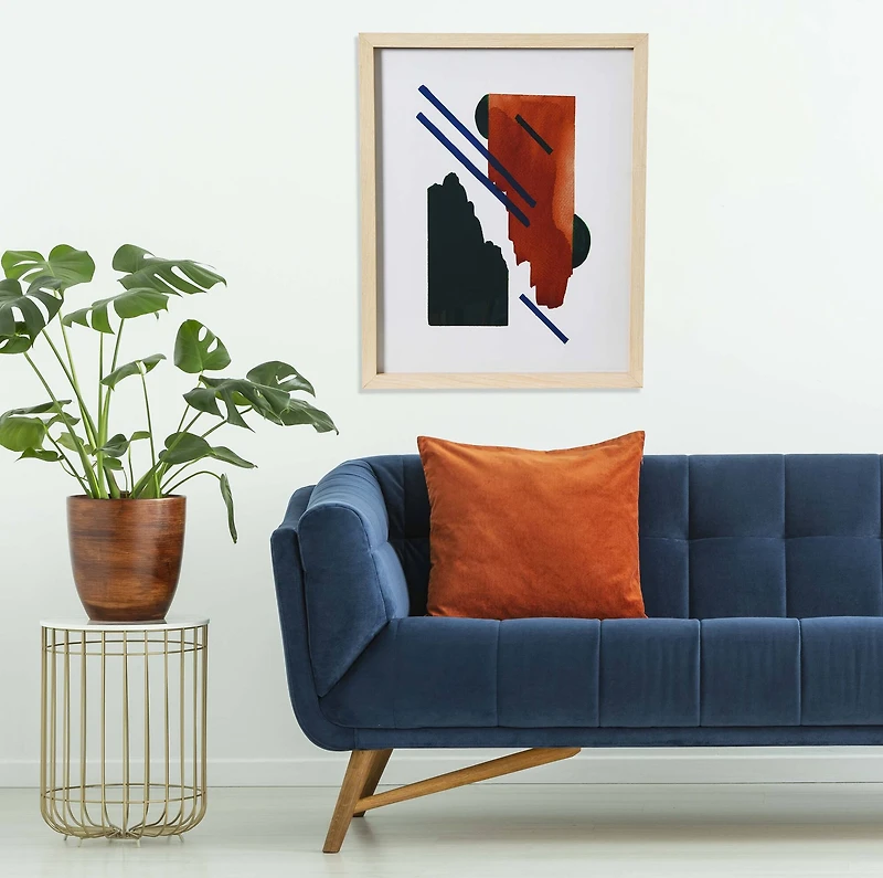 Hello Honey® Abstract Geometric Print with Natural Wood Frame