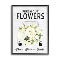 Stupell Industries Fresh Cut Flowers Sign Quaint Country Truck in Frame Wall Art