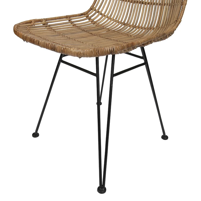 Hello Honey® Natural & Black Boho Rattan & Metal Dining Chair