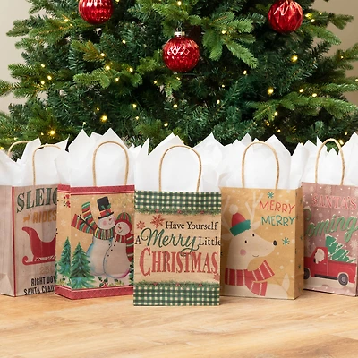 Pack of 15 Assorted Medium Christmas Gift Bags with Handle