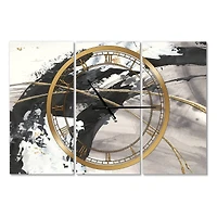 Designart Glam Painted Arcs I Modern 3 Panel Wall Clock