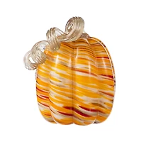 Glitzhome® Fall Multi Stripes Glass Pumpkin