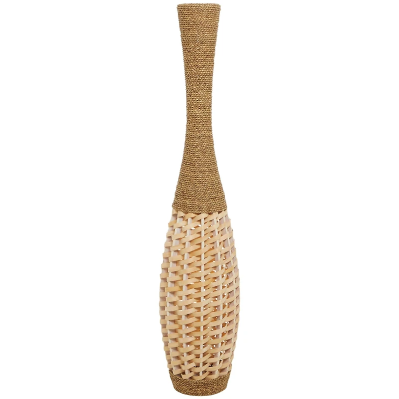 Brown Seagrass Handmade Thin Woven Floor Vase