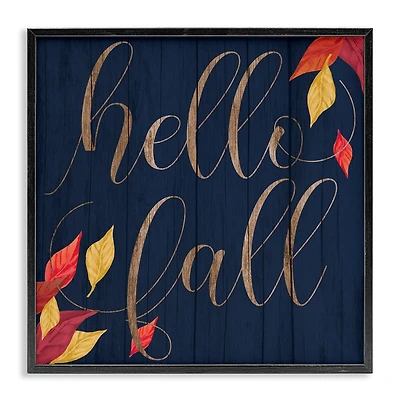 Stupell Industries Hello Fall with Autumn Foliage Framed Giclee Art