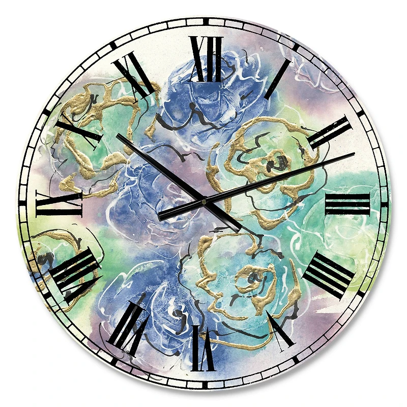 Designart Pastel Floral Composition II Wall Clock