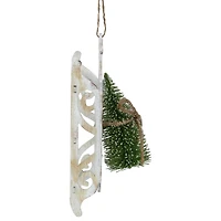 Tree on Wood Sled Christmas Ornament - 9" - White