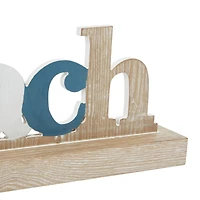23" Brown Wood Coastal Beach Tabletop Sign