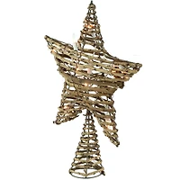 11.5" Lighted Rattan Star Christmas Tree Topper, Clear Lights