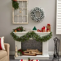 24" White LED Lights Flocked Artificial Christmas Wreath