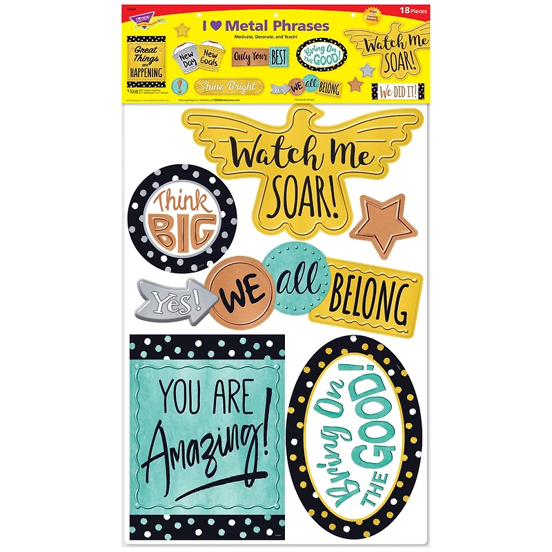 Trend Enterprises® I Heart Metal Phrases Bulletin Board Set
