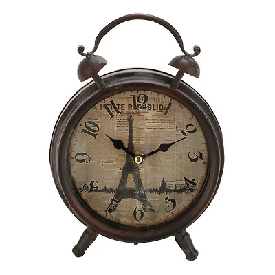 9" Vintage Black Metal Clock