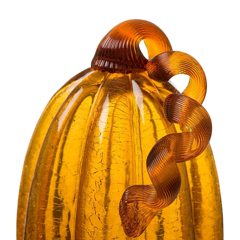 Glitzhome® Amber Crackle Glass Pumpkin Set
