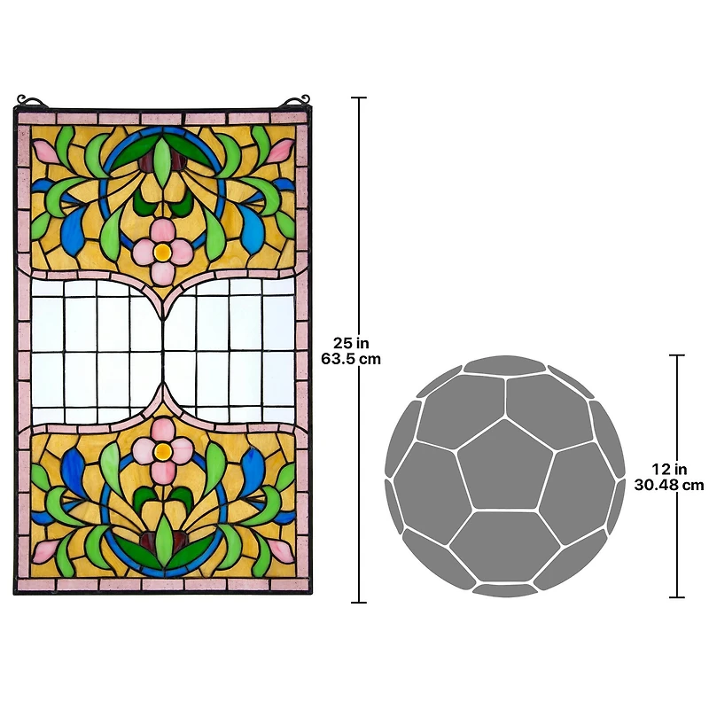 Design Toscano 25" Eaton Place Tiffany-Style Stained Glass Window Hanging Décor