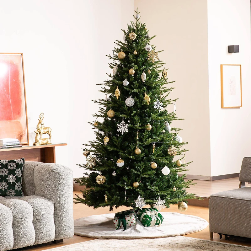 Glitzhome® 60" Milk Coffee Reversible Faux Rabbit Fur/Korean Fleece Christmas Tree Skirt