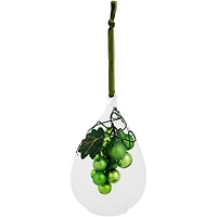 Green Grape Cluster in Glass Cloche Teardrop Ornament