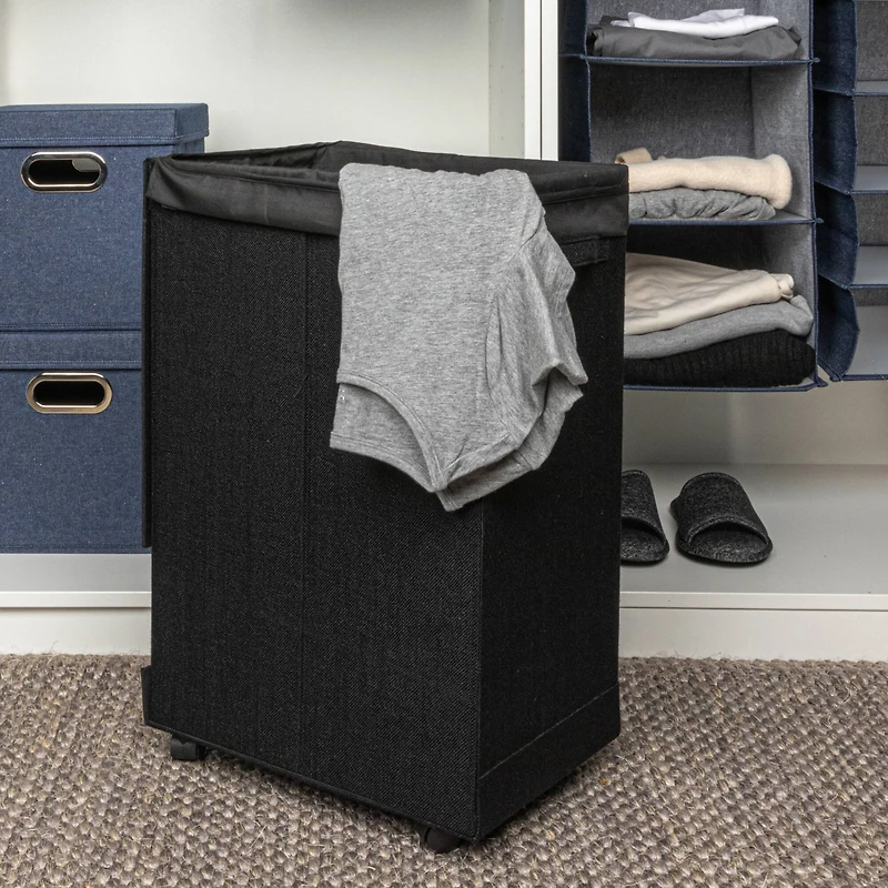 Household Essentials Narrow Collapsible Laundry Hamper with Liner & Lid