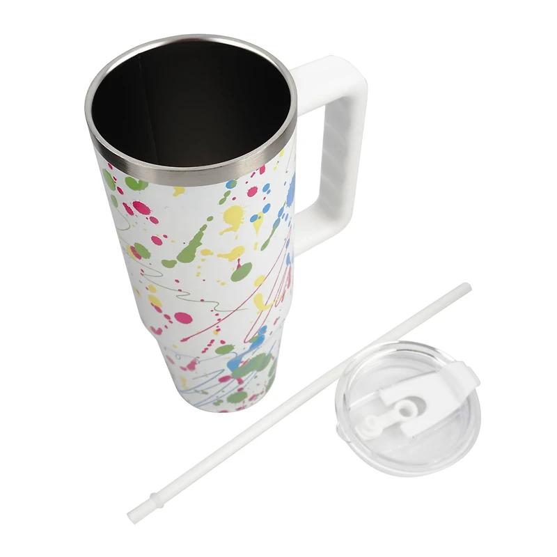 30oz. White Splatter Stainless Steel Insulated Tumbler by Celebrate It™