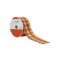 1.5" x 10yd. Orange Plaid Faux Linen Wired Ribbon by Celebrate It®