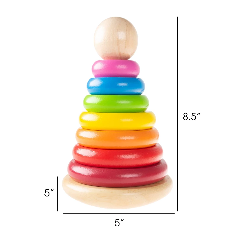 Toy Time Wooden Rainbow Stacking Rings