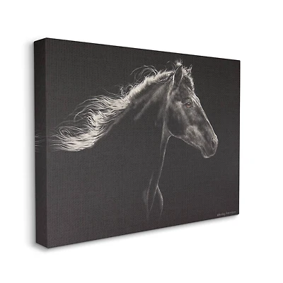 Stupell Industries Strong Equestrian Portrait Minimal Black Horse Canvas Wall Art