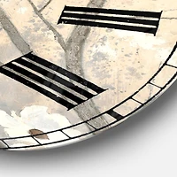 Designart 'Brown Onn Grey Blossoms Traditional Wall Clock