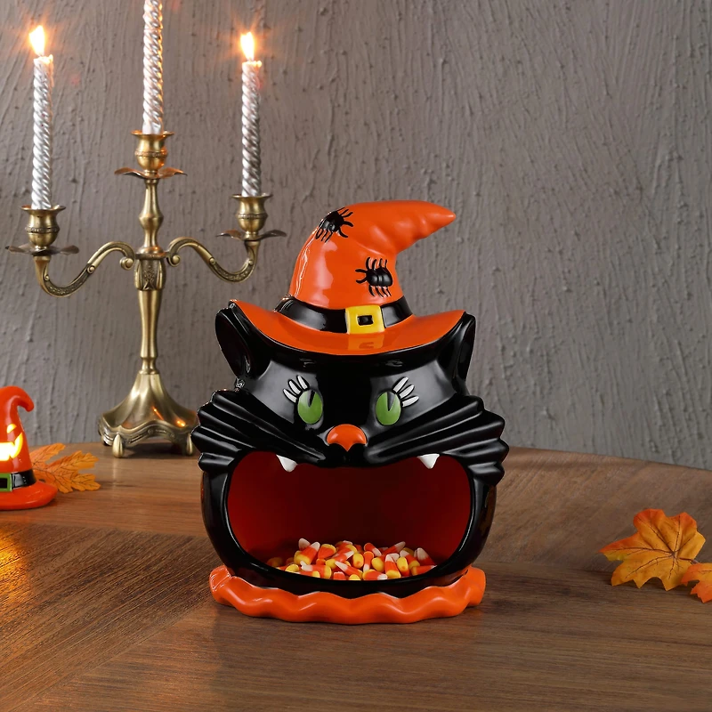 Mr. Halloween 12" Motion Activated Ceramic Black Cat Candy Bowl