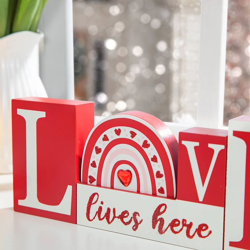 Glitzhome® 11.75" Valentine's Wooden LOVE Table Décor