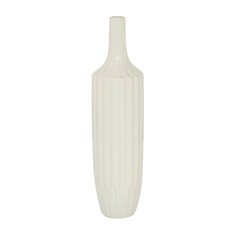 White Ceramic Modern Vase, 19" x 5" x 5"