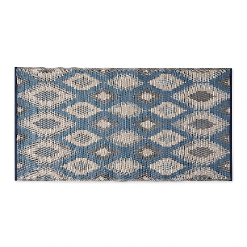 and Gray Ikat Outdoor Floor Runner 3ft. x 6ft