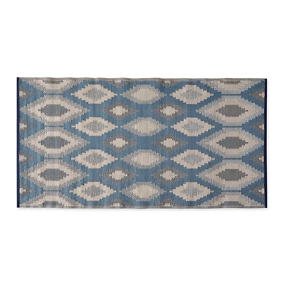 and Gray Ikat Outdoor Floor Runner 3ft. x 6ft
