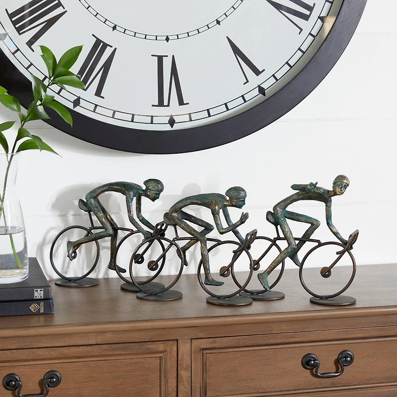 20" Bronze Polystone Cyclists Sculpture