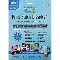 Pellon® 8.5'' x 11'' White Print-Stitch-Dissolve Embroidery Paper Stabilizer, 12ct.