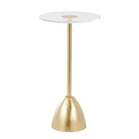 25.5" Gold Metal Pedestal Accent Table