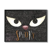 Stupell Industries Spooky Halloween Black Cat Eyes Framed Giclée Wall Art