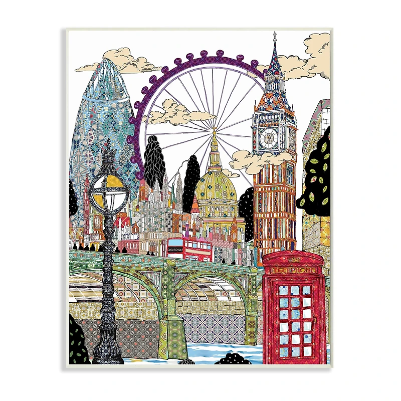 Stupell Industries Arabesque London Landmarks Wooden Wall Plaque