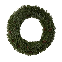 5ft. Clear LED Lights Flocked Artificial Christmas Wreath With Pinecones