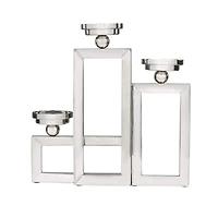 16" Silver Stainless Steel Rectangular Candelabra