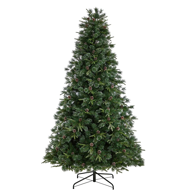 9ft. Pre-Lit Snow Tipped Clermont Mixed Pine Artificial Christmas Tree, Clear Lights