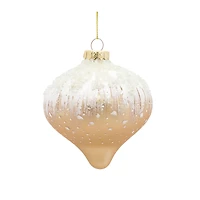 6ct. Gold & White Snowy Glass Ornament Set