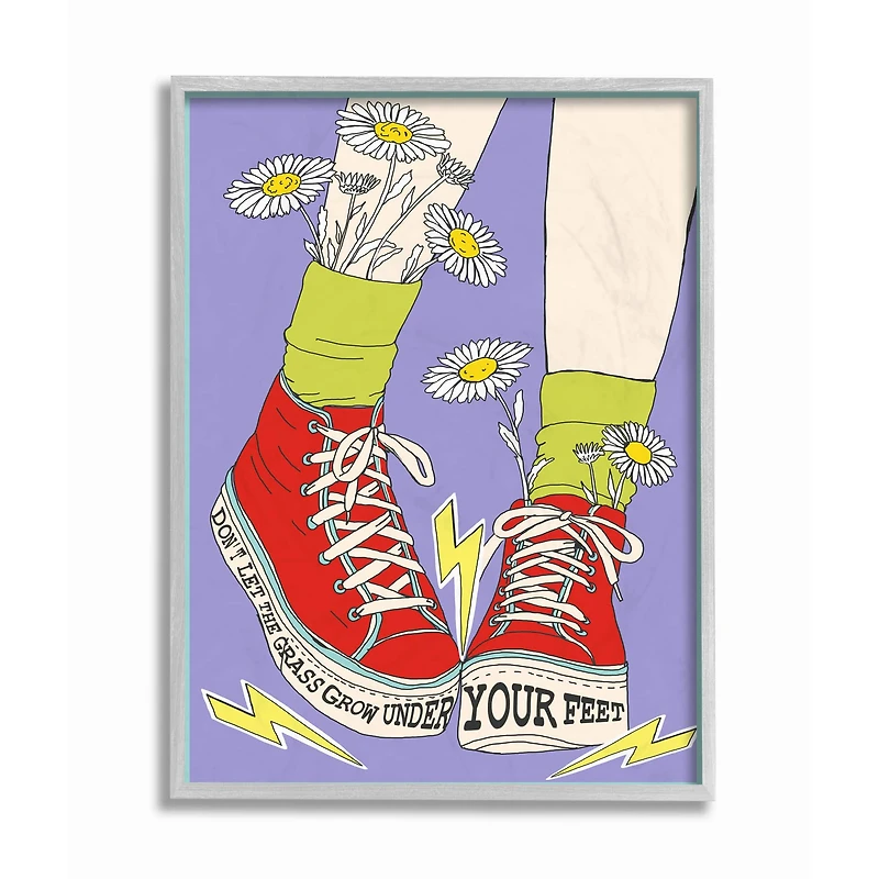 Stupell Industries Don’t Let Grass Grow Under Your Feet Framed Wall Art
