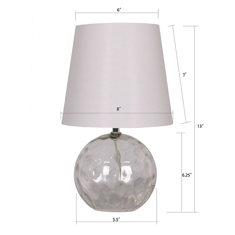 13" Glass Sphere Table Lamp with White Fabric Shade by Ashland