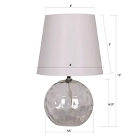 13" Glass Sphere Table Lamp with White Fabric Shade by Ashland