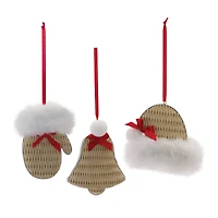 Cozy Mitten, Hat & Bell Ornament Set