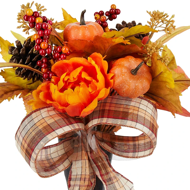 Orange Peony & Pumpkin Remembrance Cone by Ashland