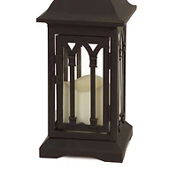 13" Black Metal Lantern with LED Candle  